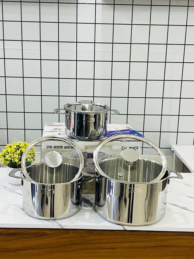 Bộ nồi Lavante 3 lớp liền khối GUME Hàn Quốc  GMP-18 - Bảo Hành 5 năm (3 sản phẩm)