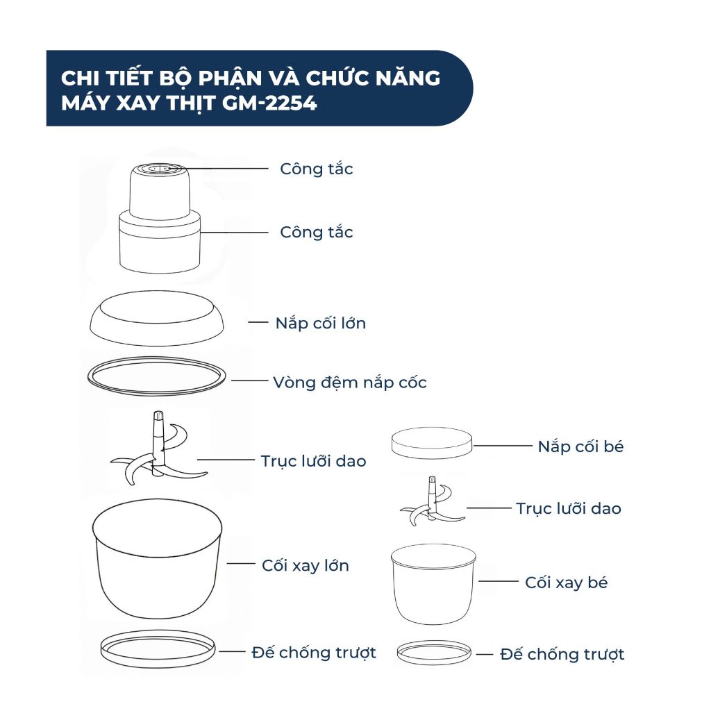 Máy xay thịt đa năng Gume Korea chính hãng GUME GM-2254 - Bảo hành 12 tháng