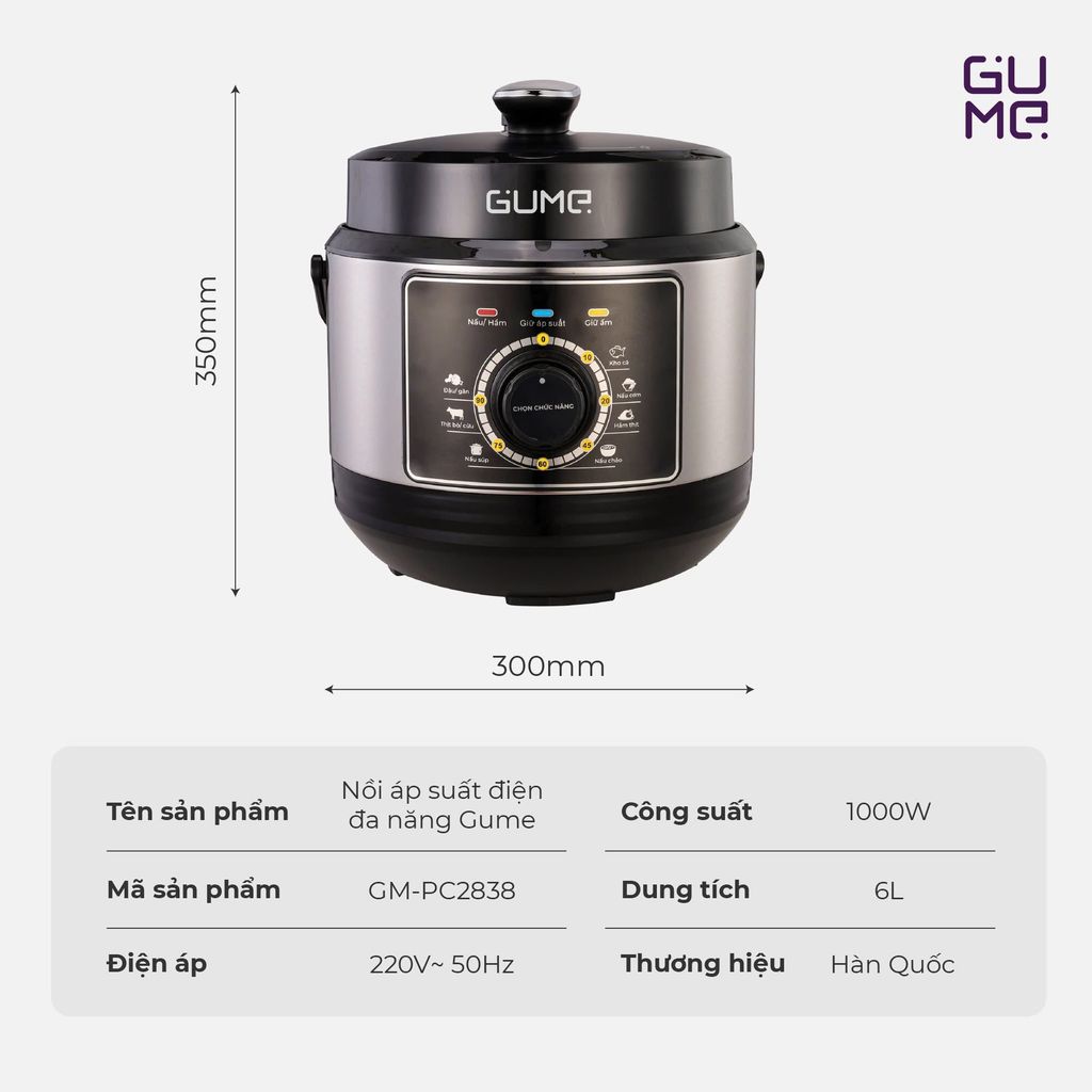 Nồi Áp Suất Điện Đa Năng Gume Korea Chính Hãng Giá Tốt - Bảo Hành 12 Tháng