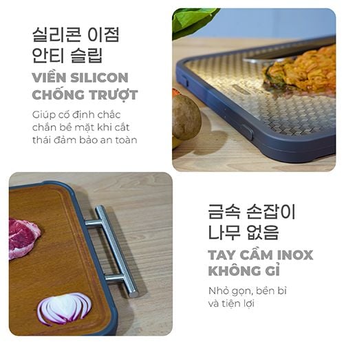 Thớt 2 Mặt Kháng Khuẩn Cao Cấp Gume Hàn Quốc- TGI-01  - Bảo Hành 1 đổi 1 trong 15 ngày