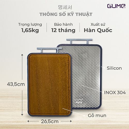 Thớt 2 Mặt Kháng Khuẩn Cao Cấp Gume Hàn Quốc- TGI-01  - Bảo Hành 1 đổi 1 trong 15 ngày