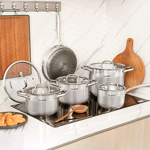 Bộ Nồi Chảo Inox đáy 5 Lớp GMPPS-2201 GUME Hàn Quốc - Bảo hành 1 đổi 1 trong 14 ngày (5 sản phẩm)
