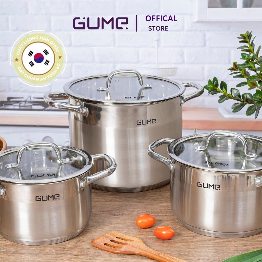 Bộ 3 nồi Inox đáy 5 Lớp GUME Hàn Quốc GMP-20- Bảo hành 1 đổi 1 trong 7 ngày
