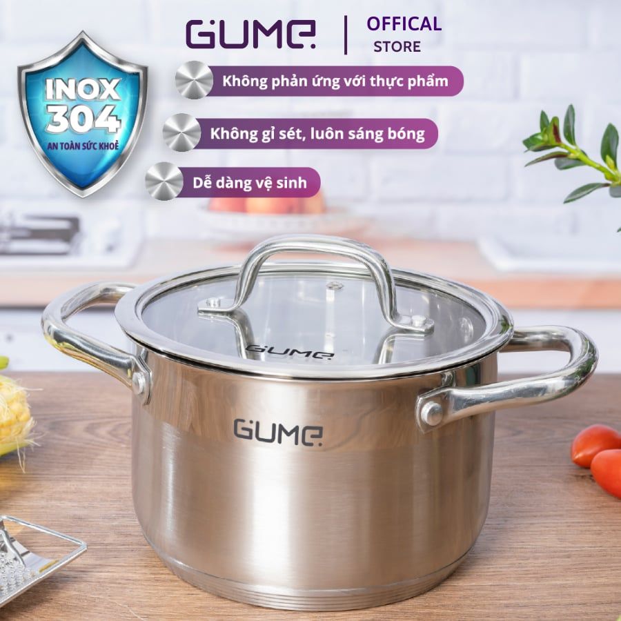 Bộ 3 nồi Inox đáy 5 Lớp GUME Hàn Quốc GMP-20- Bảo hành 1 đổi 1 trong 7 ngày