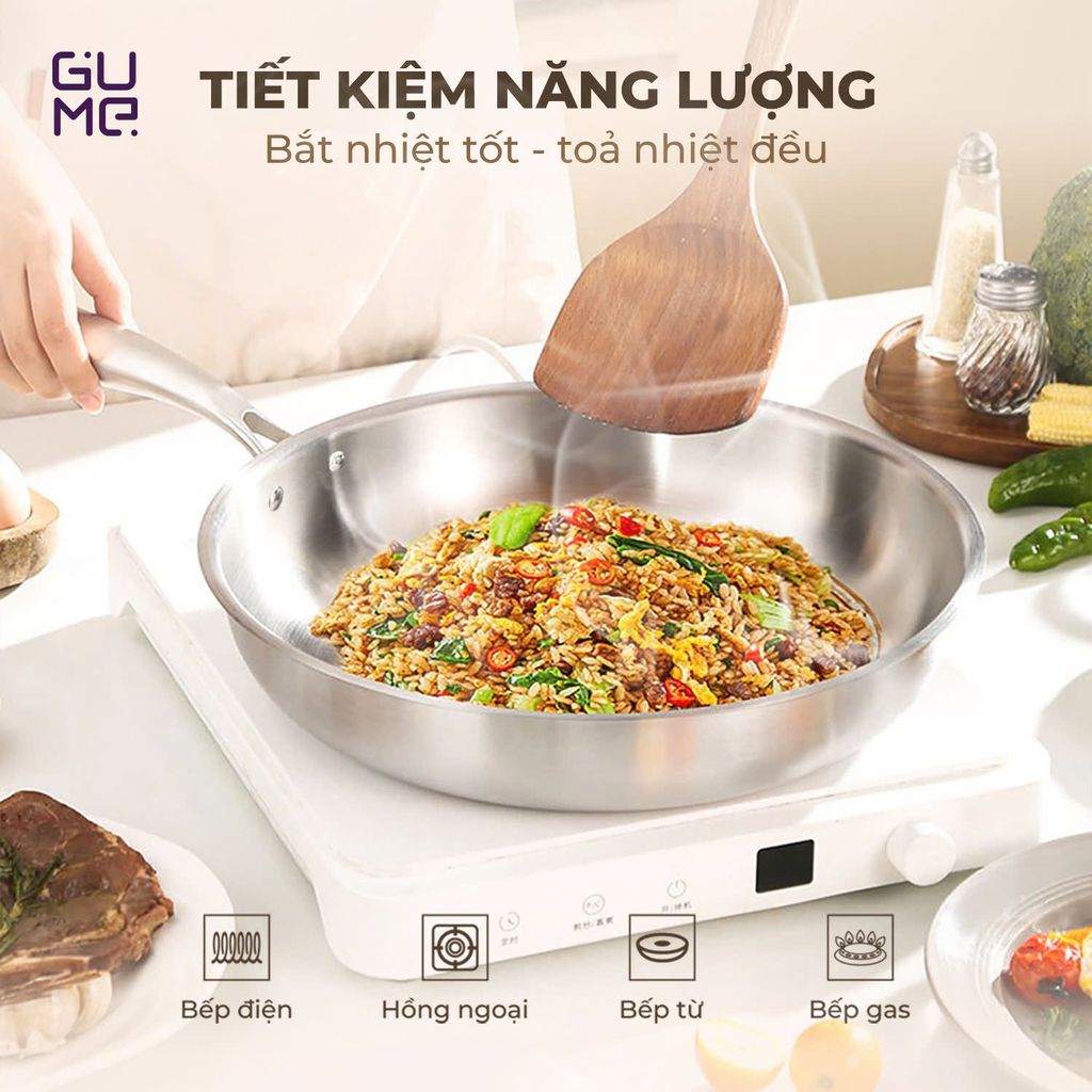 Bộ Chảo Inox 18/10 Nguyên Khối Cao Cấp Gume Hàn Quốc- Bảo hành 1 đổi 1 trong 7 ngày