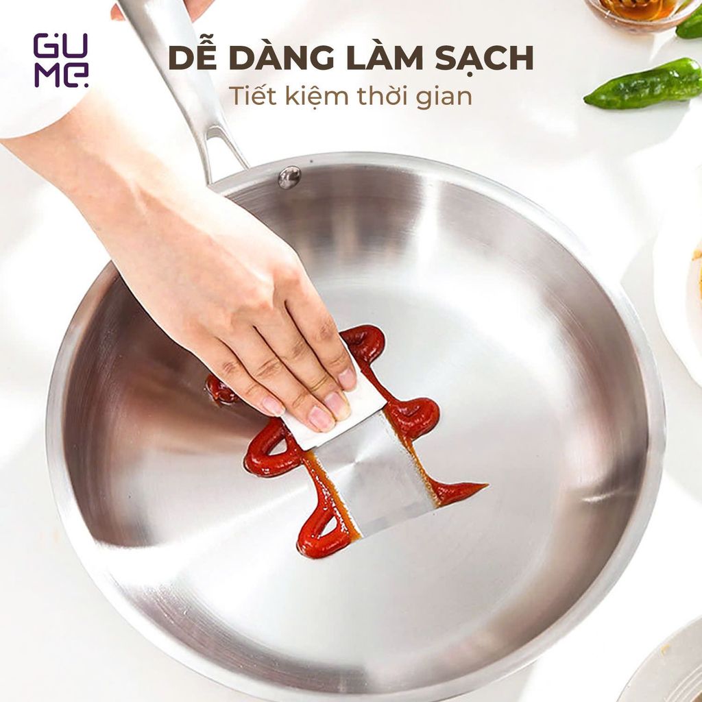 Bộ Chảo Inox 18/10 Nguyên Khối Cao Cấp Gume Hàn Quốc- Bảo hành 1 đổi 1 trong 7 ngày