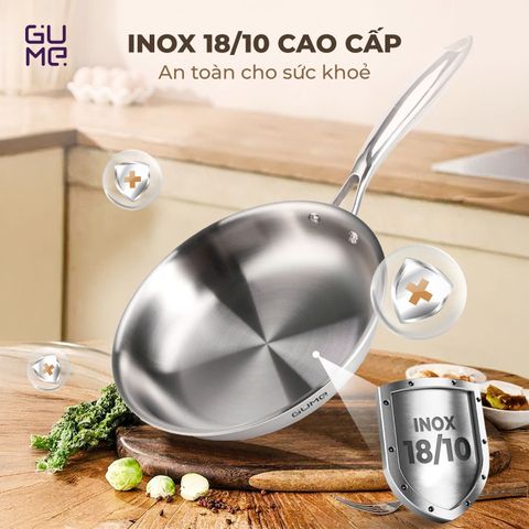  Bộ Chảo Inox 18/10 Nguyên Khối Cao Cấp Gume Korea - Bảo hành 1 đổi 1 trong 7 ngày 