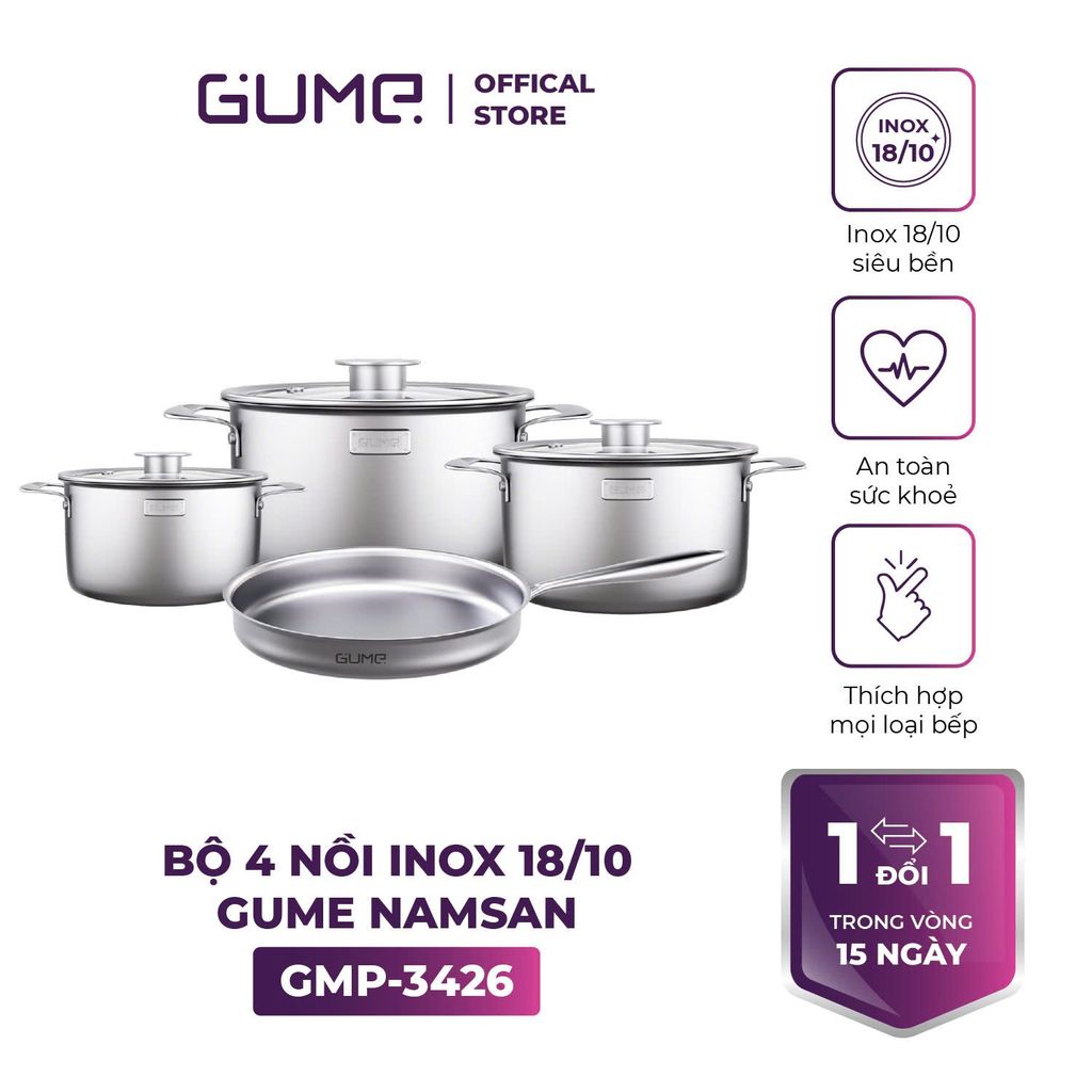 Bộ Nồi Namsan 4PCS GMP-3426 GUME - Bảo hành 1 đổi 1 trong 15 ngày