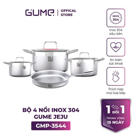  BỘ NỒI 5 ĐÁY INOX 304 JEJU (4PC) GMP-3544 GUME KOREA - Bảo hành 12 tháng 