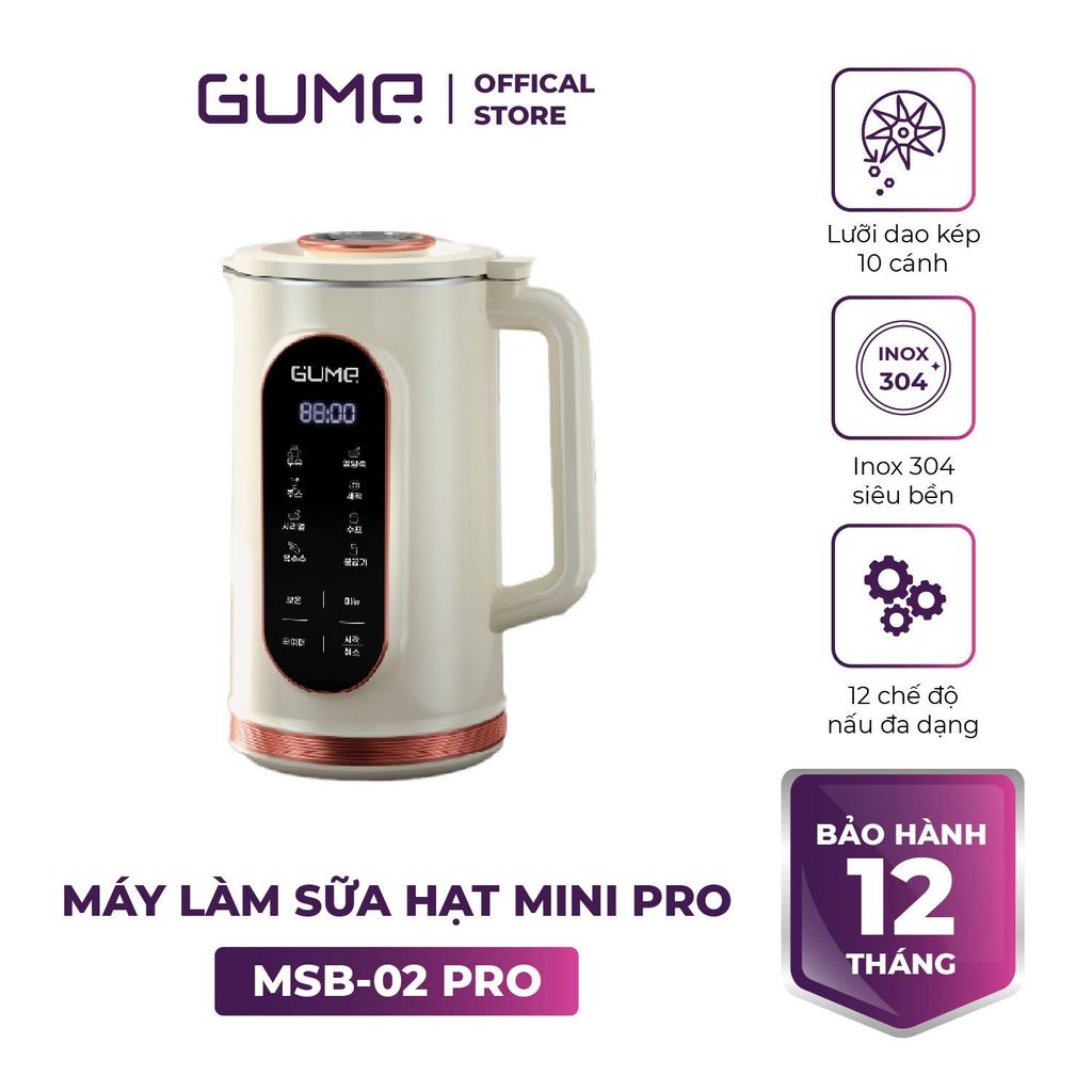 Máy làm sữa hạt mini Pro GUME Hàn Quốc - MSB-02 - Bảo Hành 12 Tháng