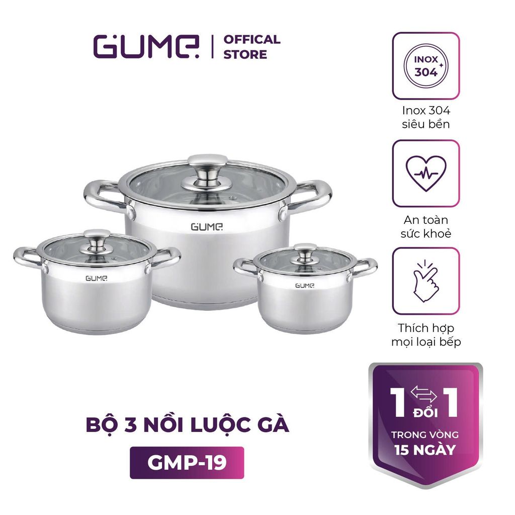 Bộ 3 Nồi Luộc Gà GMP-19 GUME Hàn Quốc - Bảo hành 1 đổi 1 trong 7 ngày