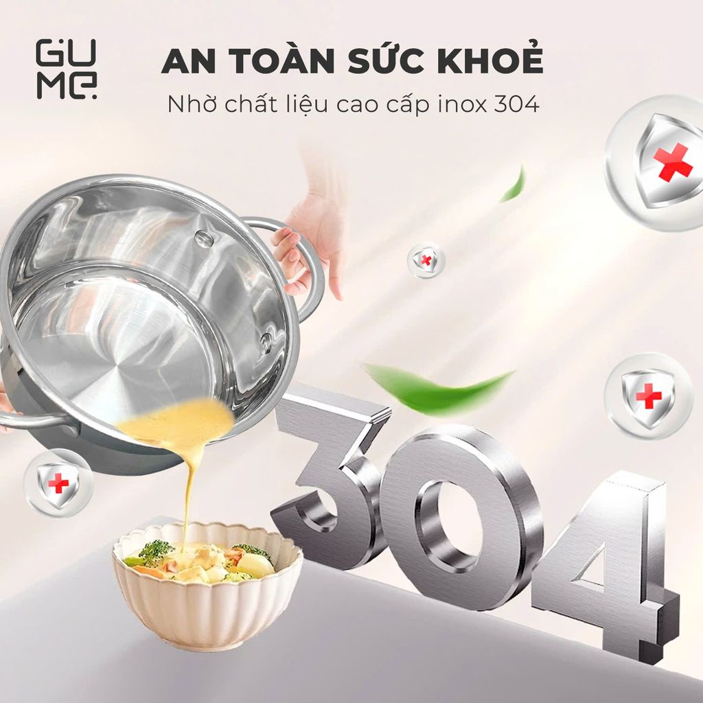 Bộ nồi inox 304 cao cấp Gume Classic GM-3566 sang trọng bền bỉ - Bảo hành 1 đổi 1 trong 15 ngày