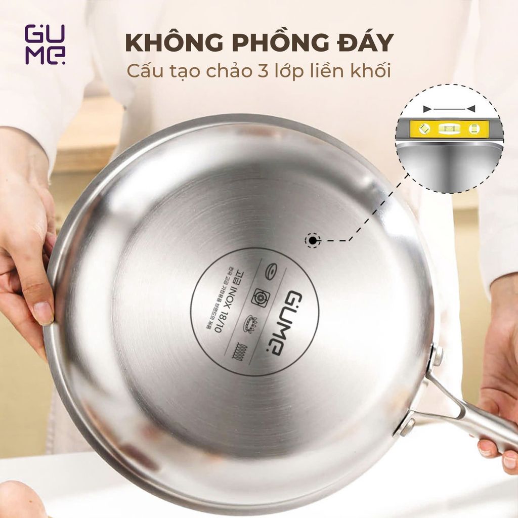 Bộ Chảo Inox 18/10 Nguyên Khối Cao Cấp Gume Hàn Quốc- Bảo hành 1 đổi 1 trong 7 ngày