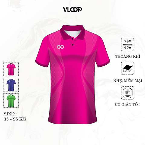 Áo polo thể thao nam nữ KLOOP màu hồng chất thun co giãn ngắn tay thoáng mát