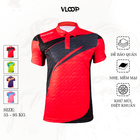 Áo thể thao KLOOP màu đỏ chất thun lạnh co giãn thoáng khí thoải mái - BST INFINITY CHALLENGE
