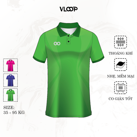 Áo polo thể thao nam nữ KLOOP màu xanh lá chất thun co giãn ngắn tay thoáng mát