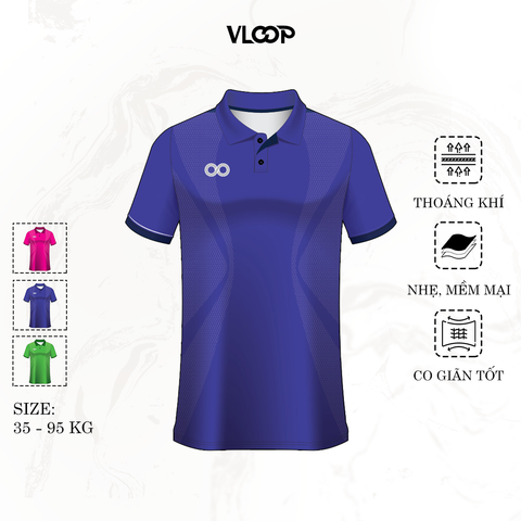 Áo polo thể thao nam nữ KLOOP màu xanh navy chất thun co giãn ngắn tay thoáng mát