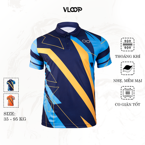 Áo Polo thể thao màu xanh navy chất thun co giãn chống nhăn thoáng khí- BST KLOOP MÙA HÈ