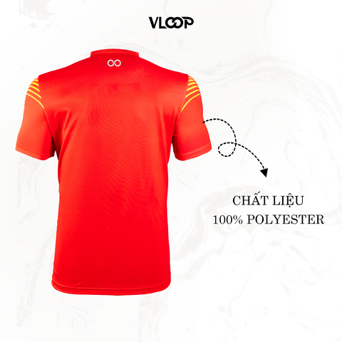 Áo thun thể thao nam nữ VLOOP áo luyện tập cổ tim chất thun cao cấp co giãn thoáng khí màu đỏ