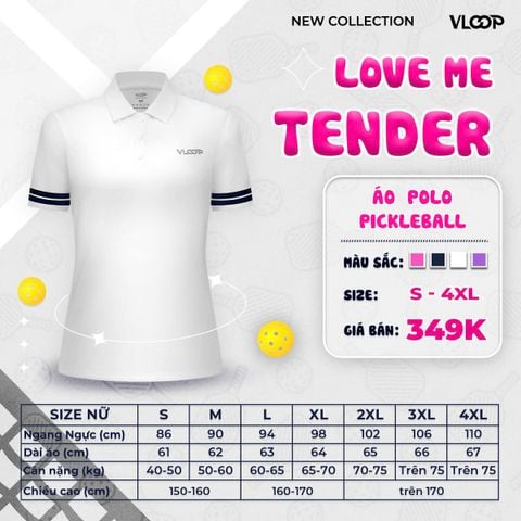 Áo Polo Pickleball VLOOP màu trắng - BST LOVE ME TENDER