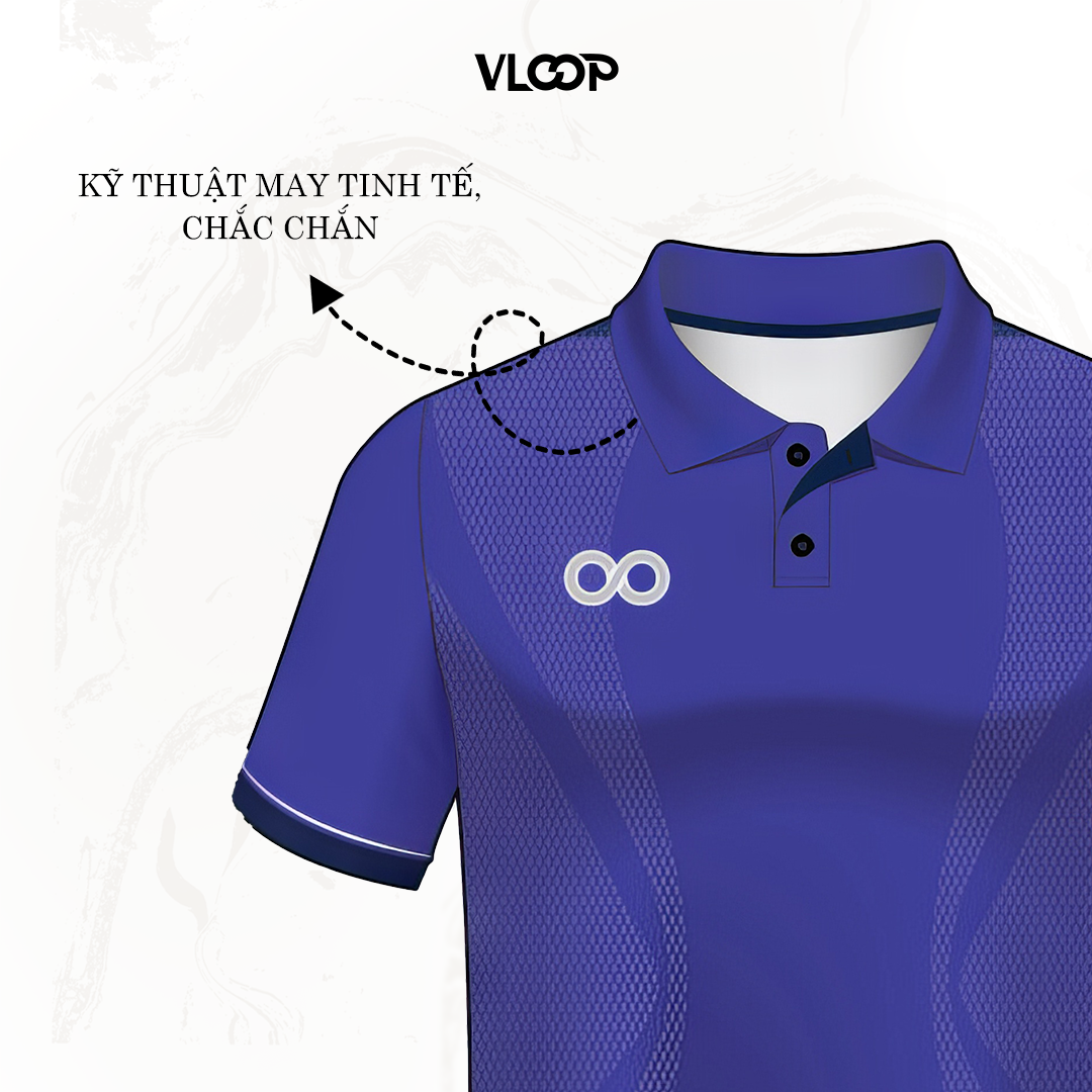  Áo polo thể thao nam nữ KLOOP màu xanh navy chất thun co giãn ngắn tay thoáng mát 