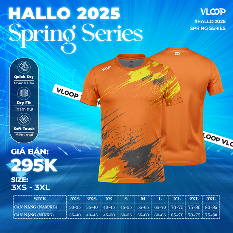 ÁO THỂ THAO CỔ TRÒN VLOOP MÀU CAM - BỘ SƯU TẬP HALLO 2025 - SPRING SERIES