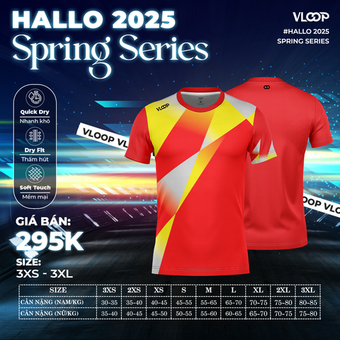 ÁO THỂ THAO CỔ TRÒN VLOOP MÀU ĐỎ - BỘ SƯU TẬP HALLO 2025 - SPRING SERIES