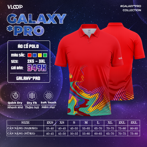 Áo Thể Thao Cổ Polo VLOOP Màu Đỏ - BST GALAXY*PRO 2024