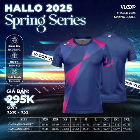 ÁO THỂ THAO CỔ TRÒN VLOOP MÀU XANH NAVY VL2 - BỘ SƯU TẬP HALLO 2025 - SPRING SERIES