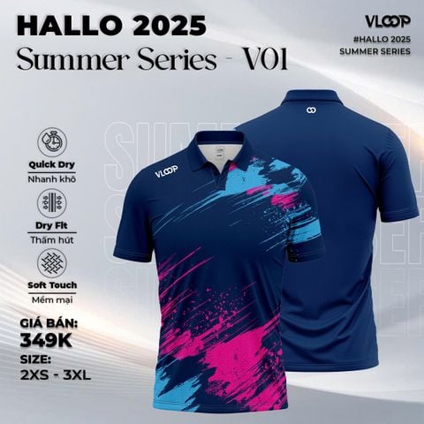 ÁO THỂ THAO VLOOP CỔ POLO MÀU XANH NAVY - BST HALLO 2025 - SUMMER SERIES