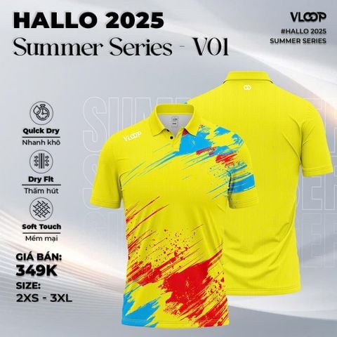ÁO THỂ THAO VLOOP CỔ POLO MÀU VÀNG - BST HALLO 2025 - SUMMER SERIES