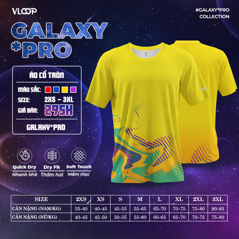 Áo Thể Thao Cổ tròn VLOOP màu vàng - BST GALAXY*PRO 2024