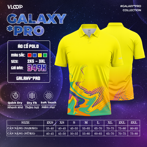 Áo Thể Thao Cổ Polo VLOOP Màu vàng - BST GALAXY*PRO 2024
