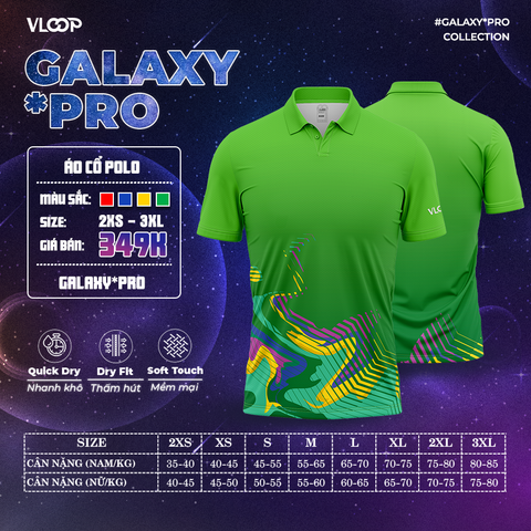 Áo Thể Thao Cổ Polo VLOOP Màu xanh lá - BST GALAXY*PRO 2024