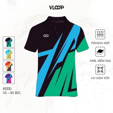 Áo Polo thể thao nam nữ KLOOP thấm hút mồ hôi màu đen - BST EXTREME CHALLENGE