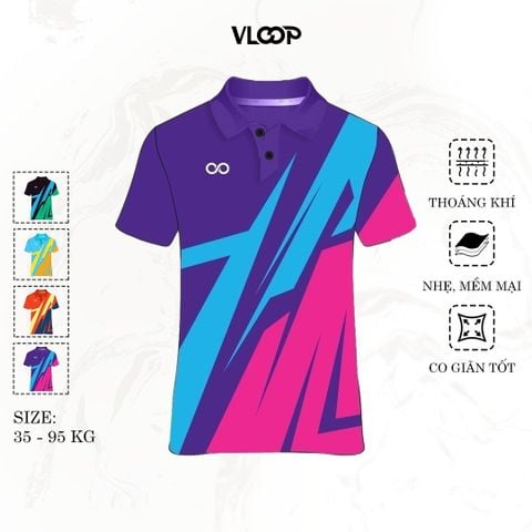 Áo Polo thể thao nam nữ KLOOP thấm hút mồ hôi màu tím - BST EXTREME CHALLENGE