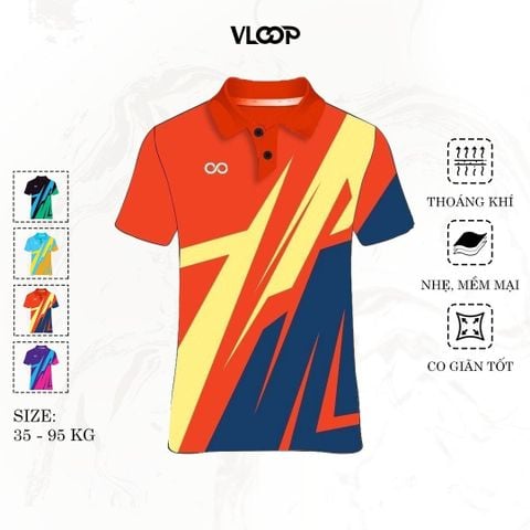 Áo Polo thể thao nam nữ KLOOP thấm hút mồ hôi màu đỏ- BST EXTREME CHALLENGE