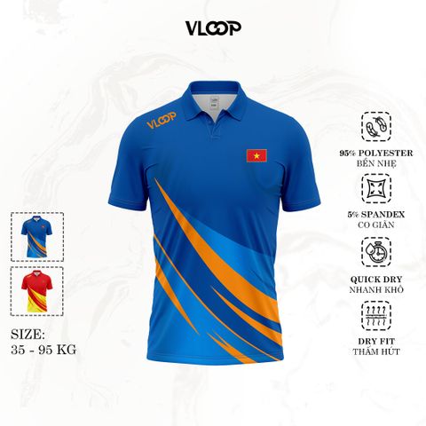 Áo thun tập luyện thể thao VLOOP nhanh khô thấm hút tốt màu xanh dương - NEW WAVE