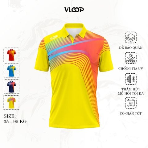 Áo polo thể thao VLOOP áo thi đấu chất thun cao cấp co giãn thoáng khí màu vàng