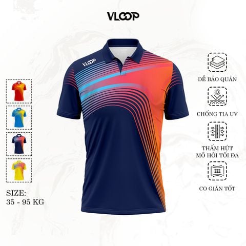 Áo polo thể thao VLOOP áo thi đấu chất thun cao cấp co giãn thoáng khí màu xanh navy