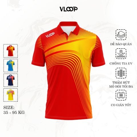 Áo polo thể thao VLOOP áo thi đấu chất thun cao cấp co giãn thoáng khí màu đỏ