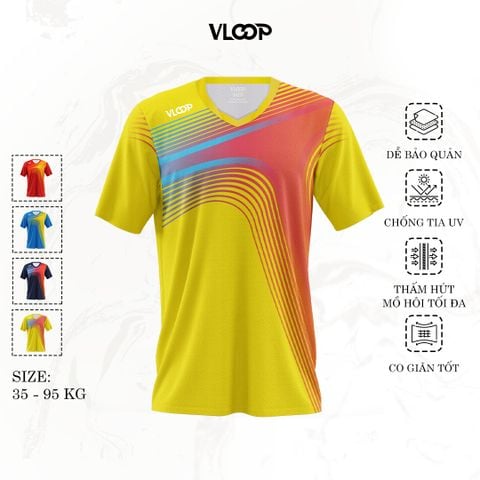 Áo thun thể thao nam nữ VLOOP áo luyện tập cổ tim chất thun cao cấp co giãn thoáng khí màu vàng