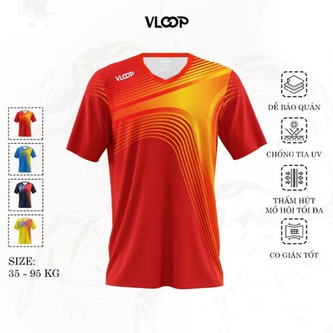 Áo thun thể thao nam nữ VLOOP áo luyện tập cổ tim chất thun cao cấp co giãn thoáng khí màu đỏ