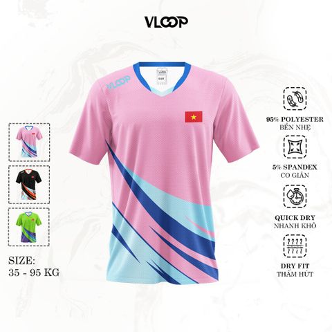 Áo thun tập luyện thể thao VLOOP nhanh khô thấm hút tốt màu hồng - NEW WAVE