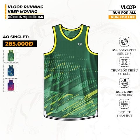 Áo Singlet Chạy Bộ VLOOP Màu Xanh Lá - BST KEEP MOVING