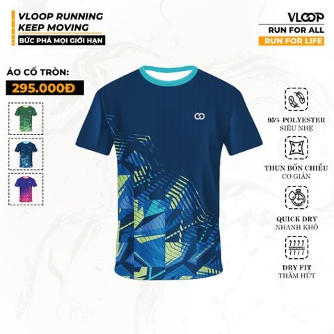 Áo Chạy Bộ VLOOP Cổ Tròn Màu Xanh Navy - BST KEEP MOVING