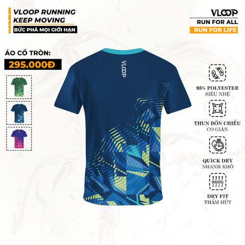 Áo Chạy Bộ VLOOP Cổ Tròn Màu Xanh Navy - BST KEEP MOVING