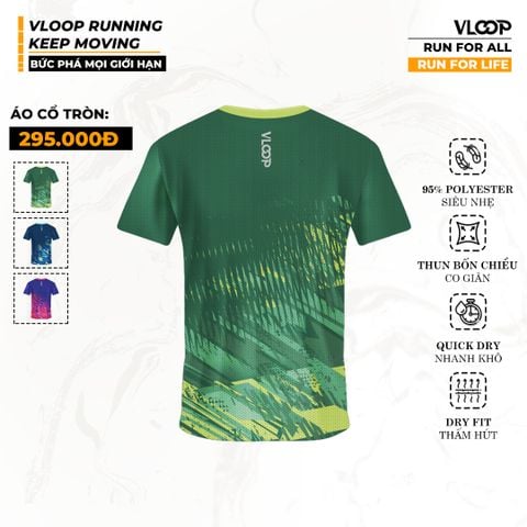 Áo Chạy Bộ VLOOP Cổ Tròn Màu Xanh Lá - BST KEEP MOVING