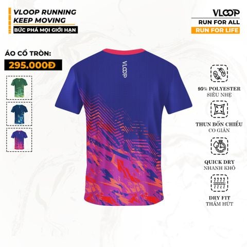 Áo Chạy Bộ VLOOP Cổ Tròn Màu Tím - BST KEEP MOVING
