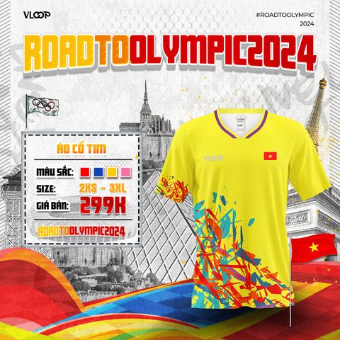 Áo Thể Thao Cổ Tim VLOOP màu vàng - BST ROAD TO OLYMPIC 2024